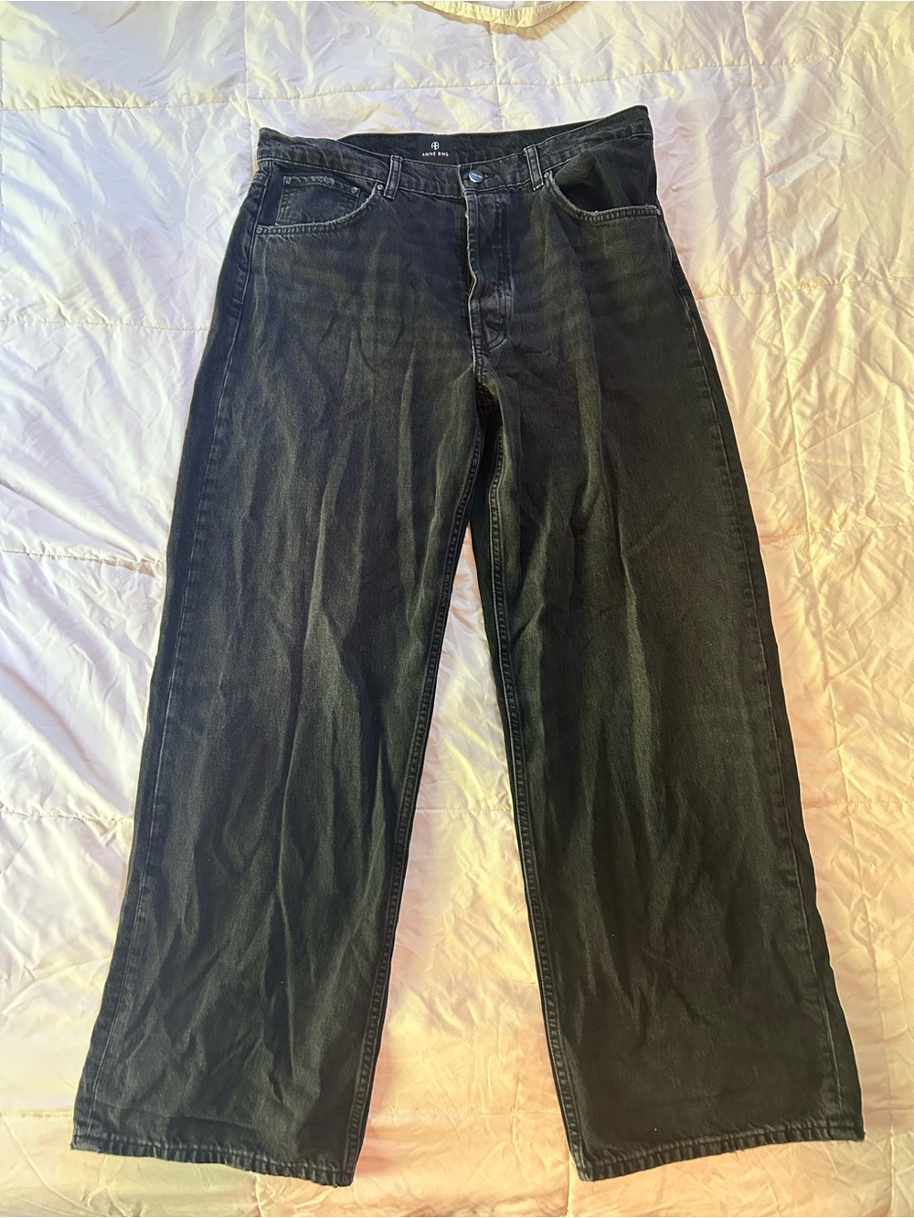 Anine Bing Washed Black Wide Leg Jeans - Picture 2 of 4